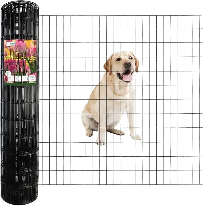 Black PVC Coated Welded Wire Fence 48 Inch x 50 Foot, 2 Inch x 4 Inch 14GA, Garden Border Fencing Roll Vinyl Coating Metal Wire Mesh Hardware Cloth for Yard Vegetable Plant Protection by GreenHaven Gardens