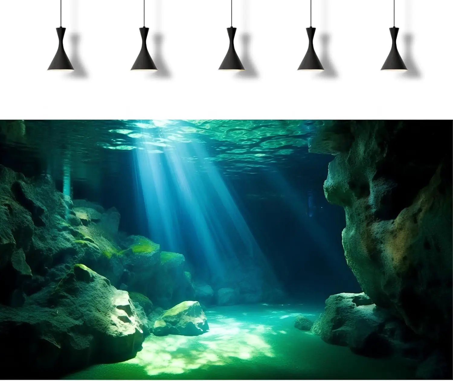 Underwater Fish Tank Background Under The Sea Cave Style Aquarium Background Ocean Floor Cave Sunlight Fish Tank Backdrop Tropical Fish Aquarium Terrarium Backgrounds Decorations 72x16in by GreenHaven Gardens