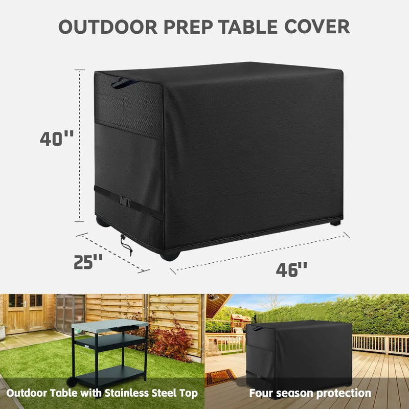 Outdoor Prep Table Cover- Heavy Duty Waterproof Cover for Outdoor Stainless Steel Table,Compatible with 46 inch Outdoor Utility Cart and Storage Cabinet Black by GreenHaven Gardens