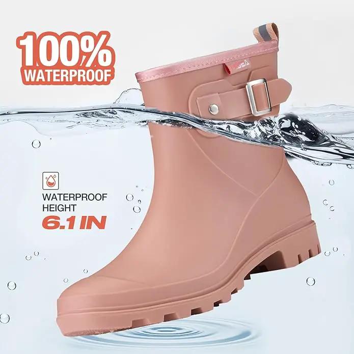 HISEA Women's Ankle Rain Boots Waterproof, Fashion Short Garden Shoes Anti-slip for Women with Comfortable Insole by GreenHaven Gardens