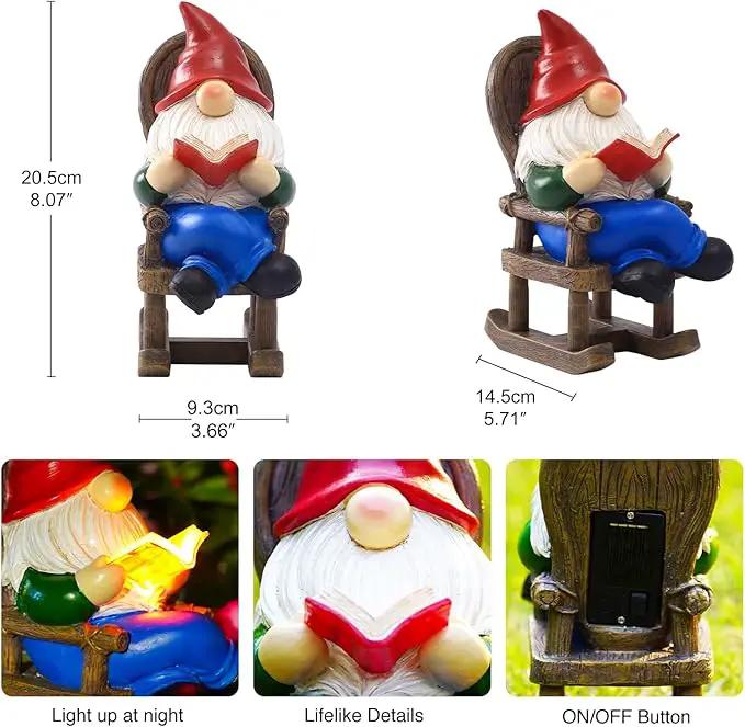 Goodeco Solar Gnome Statue for Garden - Perfect Relaxing Home or Outdoor & Fairy Garden Decor, Great as Birthday or Mom Gifts- 5.7x8.1 in by GreenHaven Gardens