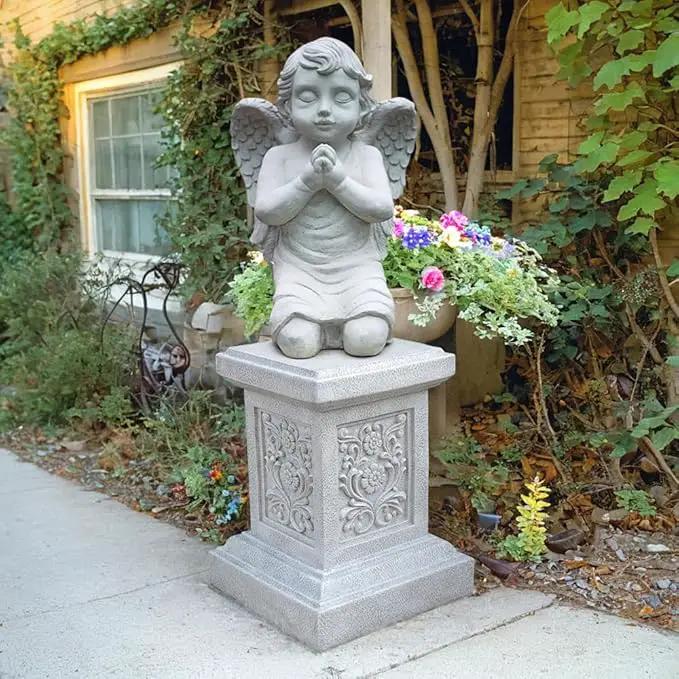 Classic Statuary Stand Garden Pedestal Sculpture Decor Plinth Base Riser, Outdoor or Indoor Resin Statuary Pedestal, 12.6"(H) x 9.5"(L) x 9.5"(W) by GreenHaven Gardens