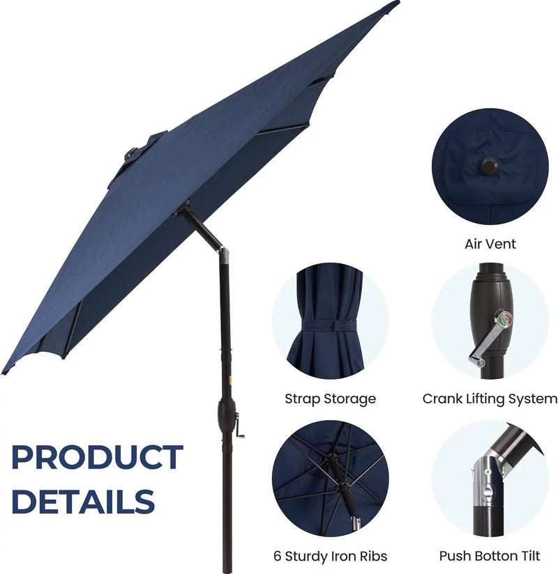 SUNVIVI OUTDOOR Patio Umbrella, 6.5' x 10' Rectangular Patio Umbrella, Metal Pole Square Outdoor Umbrella with Crank and Push Button Tilt, 6 Steel Ribs, Polyester Canopy by GreenHaven Gardens