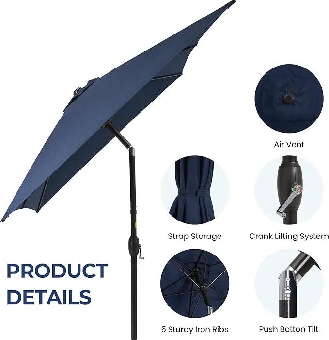 SUNVIVI OUTDOOR Patio Umbrella, 6.5' x 10' Rectangular Patio Umbrella, Metal Pole Square Outdoor Umbrella with Crank and Push Button Tilt, 6 Steel Ribs, Polyester Canopy by GreenHaven Gardens