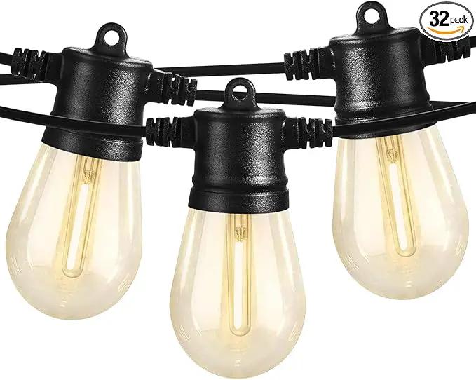 SUNTHIN Outdoor String Lights, 96FT Patio Lights with 32 LED Shatterproof Bulbs, Hanging for Outside, Garden, Backyard, Deck, Porch, Fence, Bistro, Pool, Party by GreenHaven Gardens