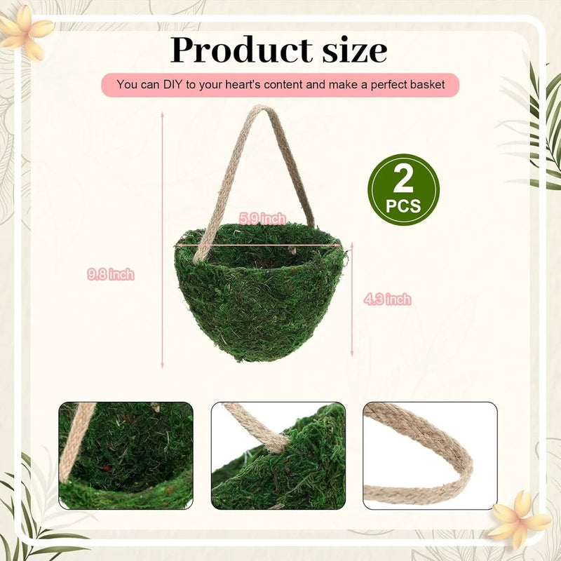 Leinuosen 2 Pcs Wedding Flower Baskets, Moss Style Small Baskets with Handles for Gifts Wedding Floral Decoration Flowers Petal Candy Storage and Home Decoration by GreenHaven Gardens
