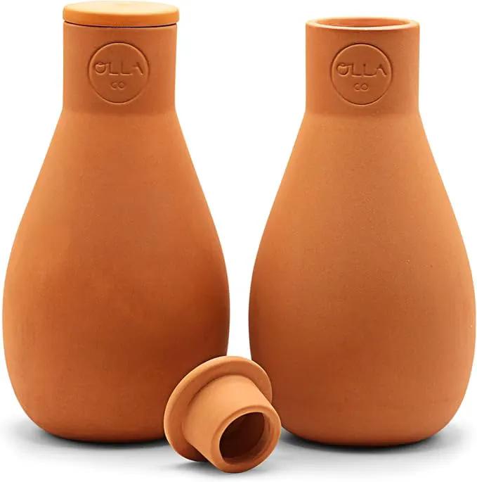 Classic Olla Watering Pot Mini – Set of 2 | Holds 12 Ounces | Plant Watering Bulb Olla Watering System with Terra Cotta Irrigation Pots | Self Watering While on Vacation | The Olla Company by GreenHaven Gardens