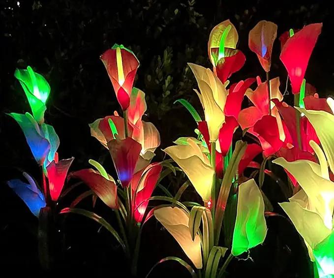 Veesee Solar Garden Lights - Outdoor Stake Lights with Calla Lily Design, Decorative for Lawn, Yard, Patio & Landscape (White, 2Pack) by GreenHaven Gardens