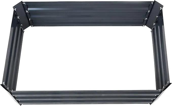 Sunnydaze 11.75" H Raised Metal Garden Bed - Galvanized Raised Garden Bed Outdoor for Vegetables and Flowers - Dark Gray - 4' x 3' Rectangle by GreenHaven Gardens