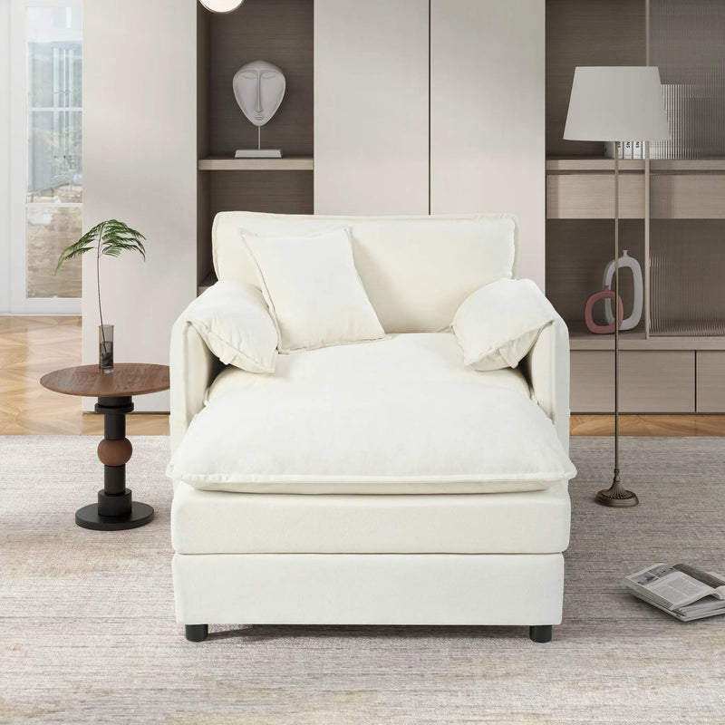 Oversized Chair With Movable Ottoman, Soft Upholstered Lounge Chair by Unique Piece Furniture