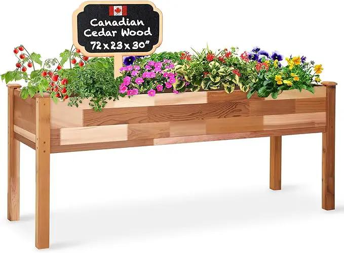 Jumbl, Cedar Raised Garden Bed, Elevated Wood Planter for Growing Fresh Herbs, Vegetables, Flowers, Succulents - 72x23x30” by GreenHaven Gardens