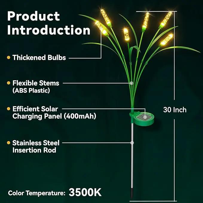 Solar Garden Lights 2 Pack, 16LED Swaying Solar Lights for Mother's Day, 30 Inches Waterproof Garden Solar Lights for Pathway Yard Outdoor Garden Decor, Gardening Gifts, Warm White by GreenHaven Gardens