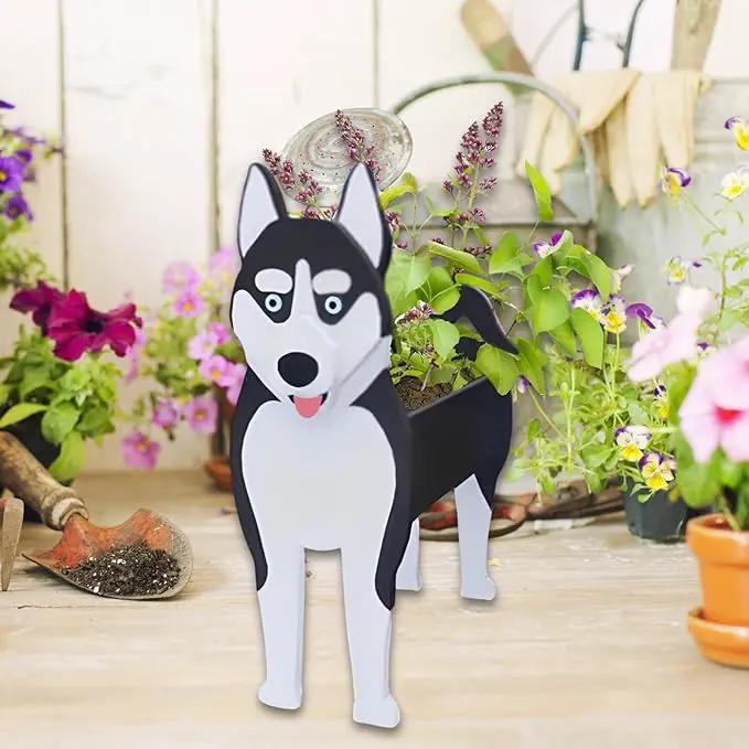 Siberian Husky Dog Planter Plant Pots,Cute Garden Dog Flower Planter,Dog Planters Birthday Gifts for Women,Office,Indoor/Outdoor Decor（9.45 * 5.67 * 13.39in） by GreenHaven Gardens