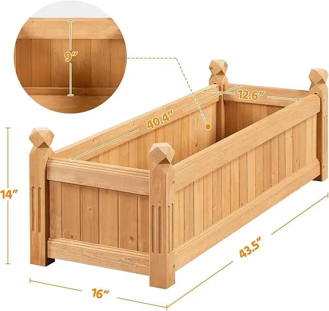 Yaheetech 43.5″ L × 16″ W × 14″ H Wooden Raised Garden Bed, Horticulture Rectangular Garden Planter Outdoor, Raised Planter Box for Patio/Yard/Greenhouse Vegetable/Flower/Herbs, Light Brown,2pcs by GreenHaven Gardens