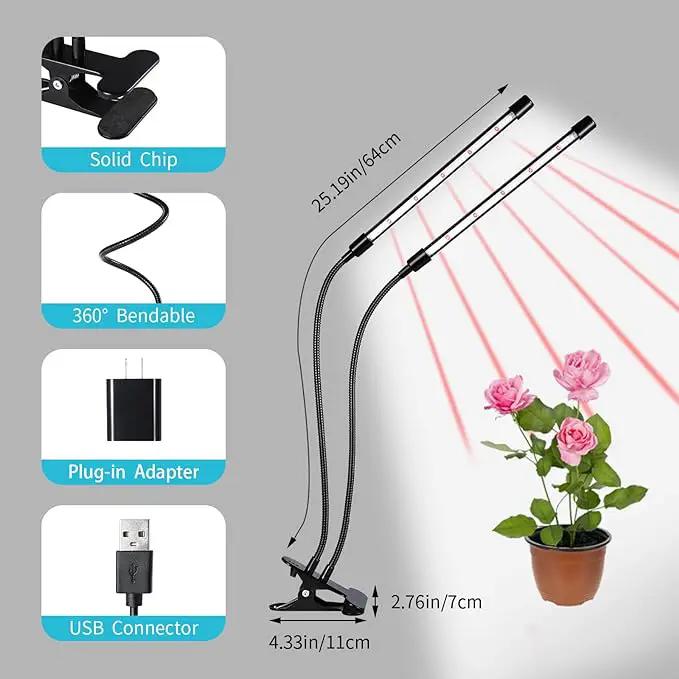 Grow Lights for Indoor Plants, 84LEDs Clip Plant Lights, Full Spectrum LED Plant Growing Lamps with FlexibleGooseneck4/8/12/18H Timer, 3 Spectral Modes, 10 Dimmable Levels (1 Pack) by GreenHaven Gardens