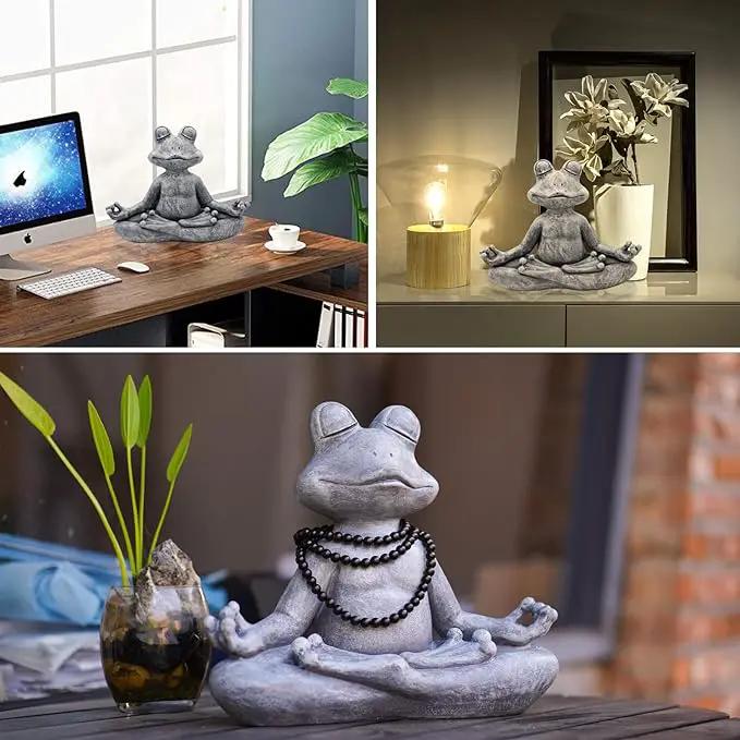 Goodeco 12.5" L×10" H Meditating Yoga Frog Statue - Gifts for Women/Mom, Zen Garden Frog Figurines for Home and Garden Decor, Frog Decorations Gift Ideas, Frog Gifts for Women by GreenHaven Gardens