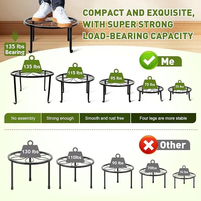 ESRICH 10Pack Plant Stand, Metal Plant Stands for Outdoor Indoor Plants, Heavy Duty Plant Stands for Multiple Plant, Anti-Rust Iron Plant Pot Shelffor Planter, Potted Plant Holder for Garden Home by GreenHaven Gardens