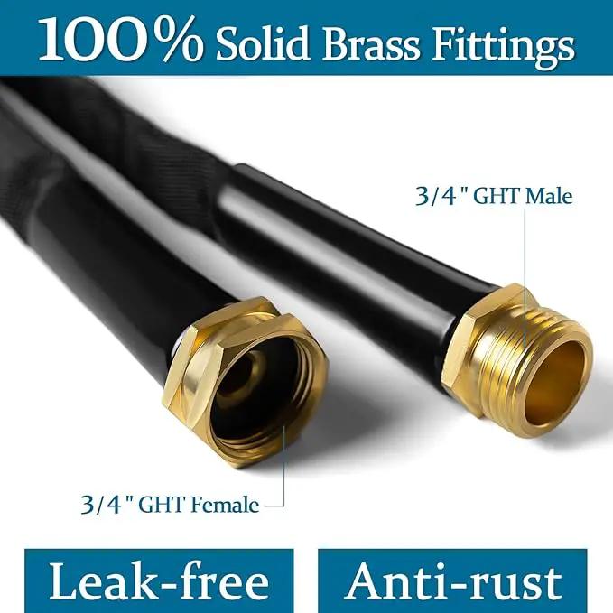 Garden Hose 75ft, Made of TPE(Not PVC), Ultra-Light & Flexible Water Hose with Solid Brass Fittings, Non-Shrinking, Easy to Storage, Drinking Water Safe Material, All-weather, Black, Newbox by GreenHaven Gardens