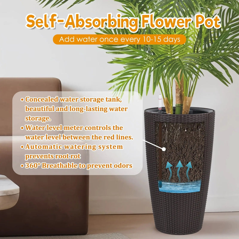 Tall Planters Set With Water Level Monitor And Auto Watering by HouseOfZazla