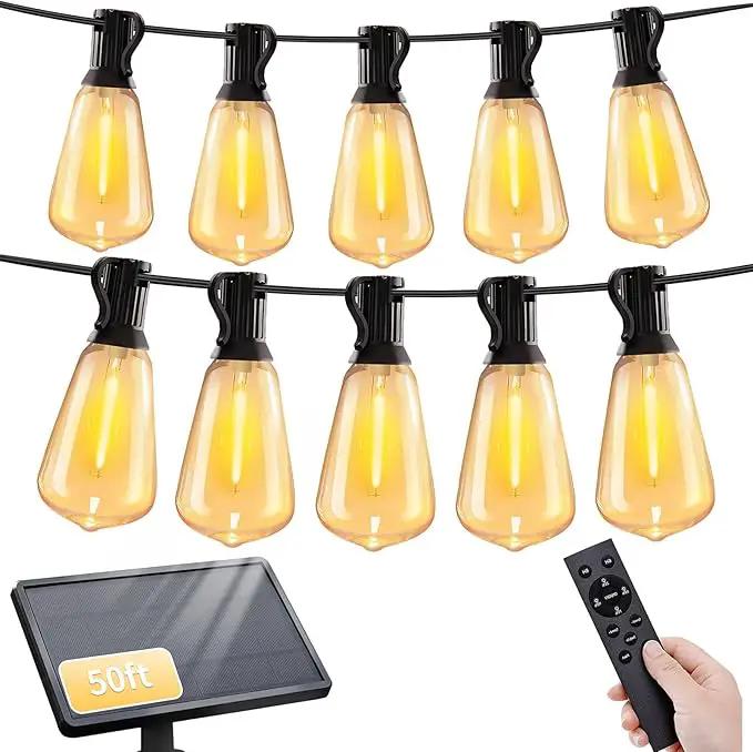 50ft Solar String Lights with Remote, 25+1 Bulbs Solar Patio Lights Outdoor Waterproof, Solar Powered Dimmable Deck Lights for Garden Porch Party by GreenHaven Gardens