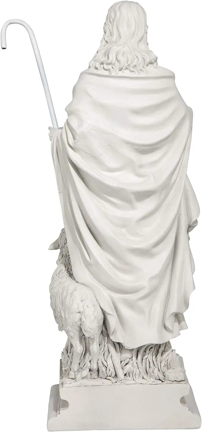 Design Toscano EU1785 Jesus The Good Shepherd Religious Garden Statue, 12 Inches Wide, 8 Inches Deep, 28 Inches High, Antique Stone Finish by GreenHaven Gardens