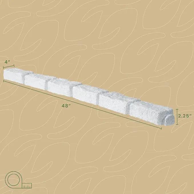 Beuta Landscape Edging | Garden Edging Border | No Dig Faux Stone Bricks & Spikes for Lawn Edging, Flower beds, Pathways & Yards – 1 Pack | Each Pack Has 6 Bricks 48" Lx 4" W x 2.25" H|Limewash by GreenHaven Gardens