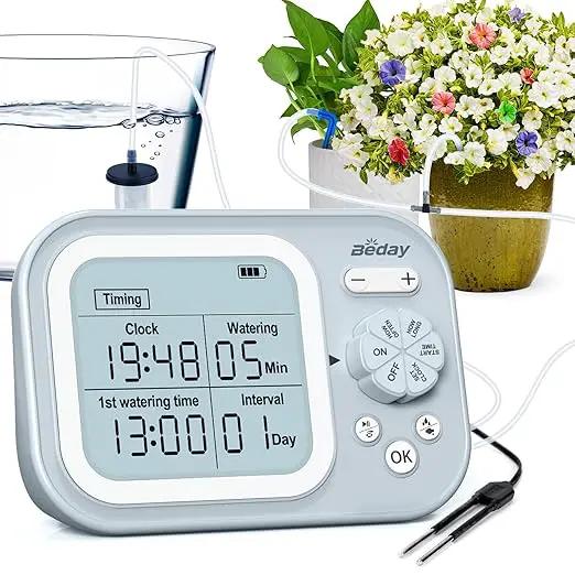 Automatic Plant Waterer Indoor Self Watering System for 15 Potted Plants, Auto Drip Irrigation Kit Programmable Water Timer with Smart Humidity Detection, Blue by GreenHaven Gardens