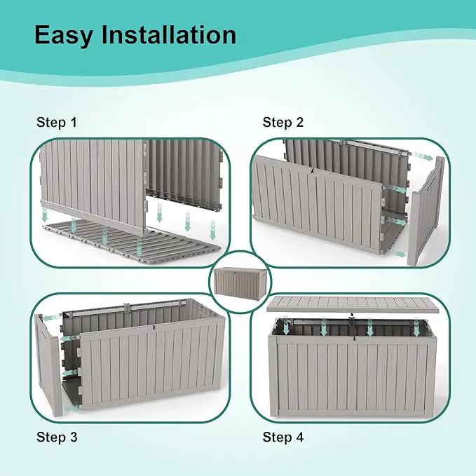 150Gal Outdoor Deck Box Waterproof, Lager Patio Storage Box Indoor and Outdoor Use, Lockable Resin Storage Bin for Patio Furniture Cushions Garden Tools, Package Delivery,UV Resistant-Grey by GreenHaven Gardens