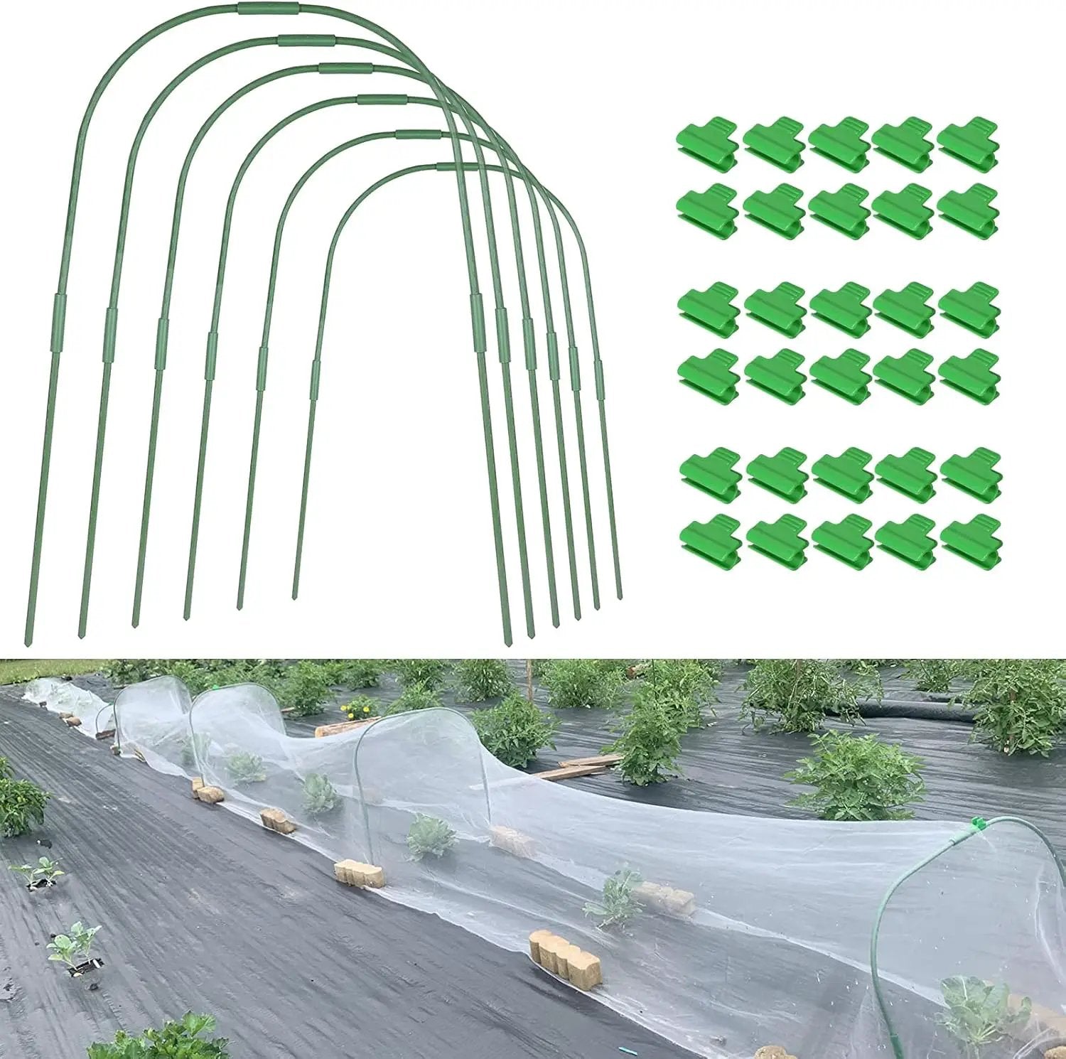 Garden Hoops Grow Tunnel for Raised Beds, 6 Sets 25.6" x 31.5" Rust-Proof Steel Greenhouse Hoops, Plant Support Garden Stakes Frame for Garden Fabric, Row Cover, Garden Netting by GreenHaven Gardens