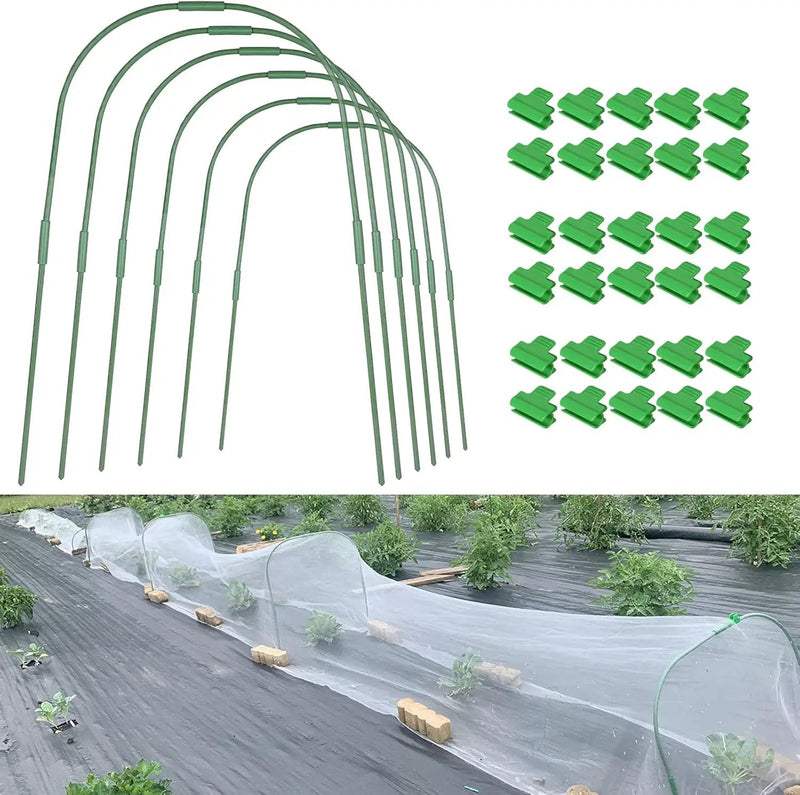 Garden Hoops Grow Tunnel for Raised Beds, 6 Sets 25.6" x 31.5" Rust-Proof Steel Greenhouse Hoops, Plant Support Garden Stakes Frame for Garden Fabric, Row Cover, Garden Netting by GreenHaven Gardens