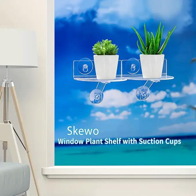 2-Pack Acrylic Window Plant Shelves with Suction Cups & Support Brackets - Semicircular Window Sill Extender for Herb Pots, Succulents, Flower Boxes, Micro Greens | Indoor/Outdoor Use by GreenHaven Gardens