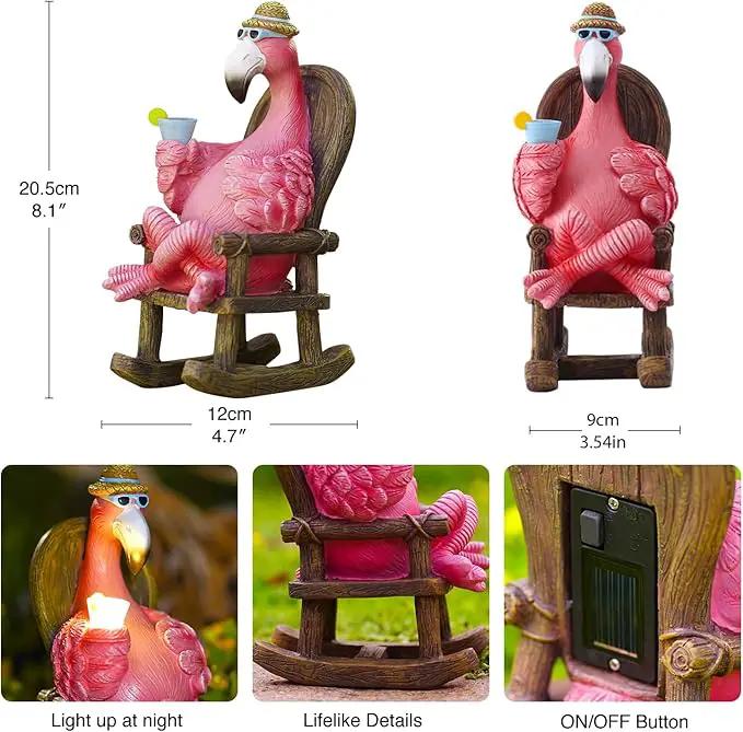 Goodeco Solar Flamingo Statue Outdoor - Perfect Relaxing Fairy Garden Gifts, Great as Birthday or Mom Gifts - 8.1 inches Tall, Pink by GreenHaven Gardens