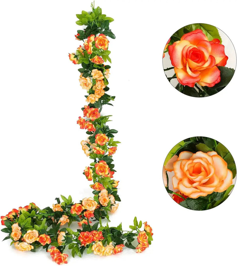 JUSTOYOU 2 Pack (15.8FT) Fake Rose Garland, Artificial Rose Vines Flowers Hanging Silk Rose Vine Wedding Home Backdrop Party Arch Arrangement Decoration by GreenHaven Gardens