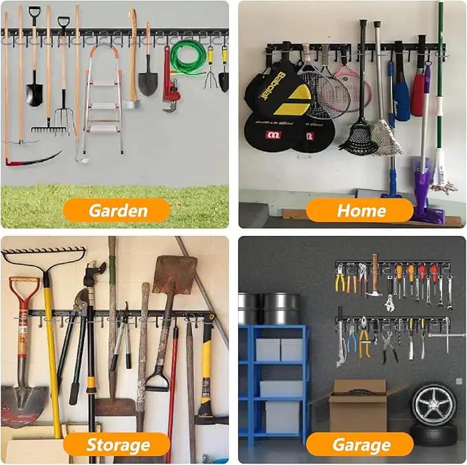 WellMade 64'' Adjustable Garden Tool Organizer, Garage Storage System with Hooks, Wall Mount Tool Organization Rack, Black by GreenHaven Gardens