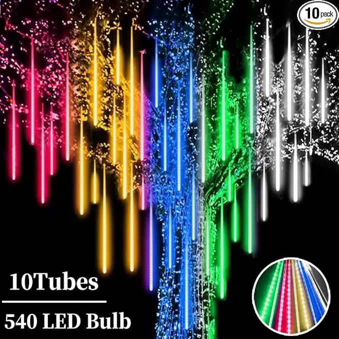 Meteor Shower Lights, Christmas Lights, 20 Inch 10 Tube 540 LED Rain Falling Icicle Cascading Lights for Xmas Tree Halloween Patio Garden Roof Eaves Decoration by GreenHaven Gardens