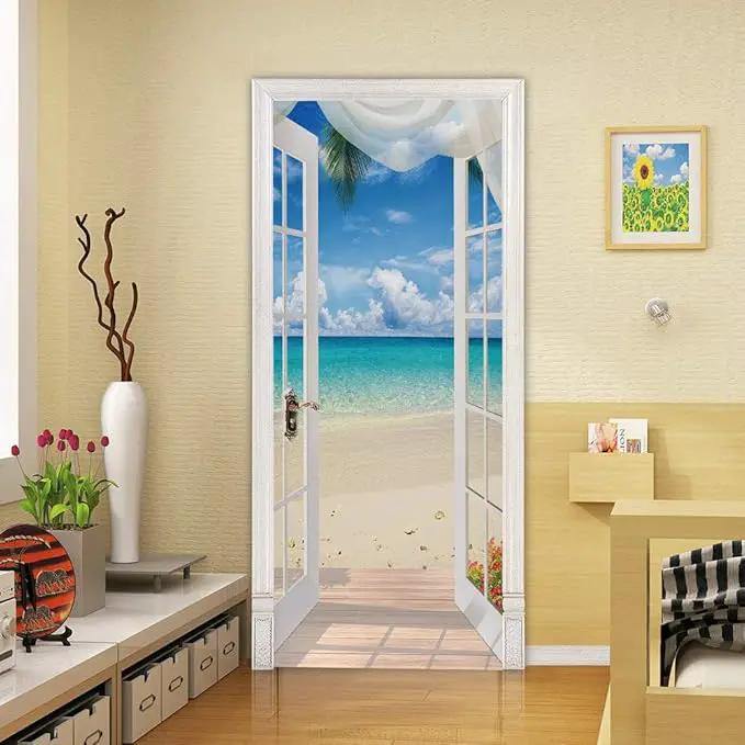 3D Door Stickers Murals - Peel & Stick Landscape - Wallpaper Decals - Removable PVC Waterproof Door Poster - Bedroom & Living Room Decoration - 35.4" x 78.7" by GreenHaven Gardens