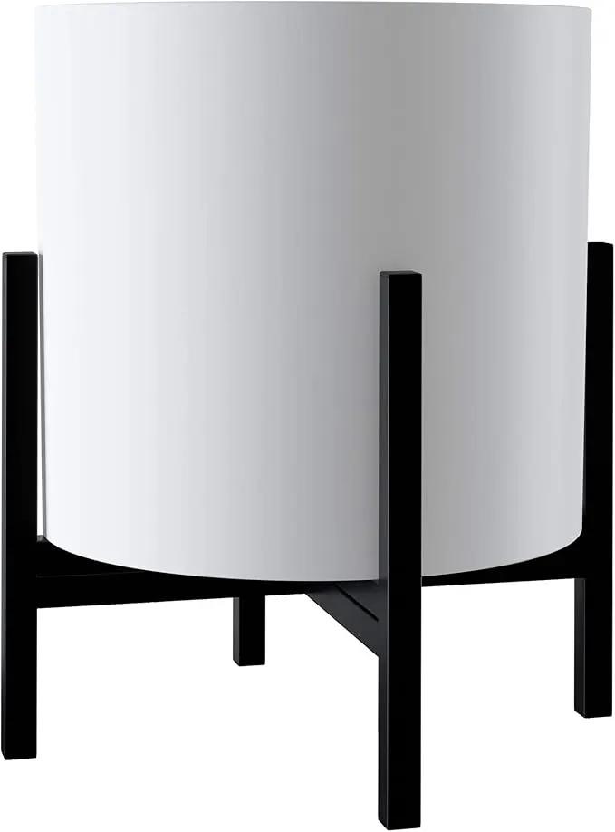 FaithLand Plant Pot 14 inch - Perfectly Fits Mid-Century Modern Plant Stand - Drainage Plug and Drainage Mesh Screen - Matte White by GreenHaven Gardens