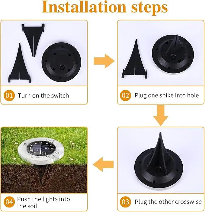 Solar Garden Lights Outdoor, 8 Packs Bright Solar Powered Ground Light with Updated 12 LEDs, Waterproof Disk Warm Flat Lights for Garden Patio Yard Deck Lawn Walkway Landscape Decor by GreenHaven Gardens