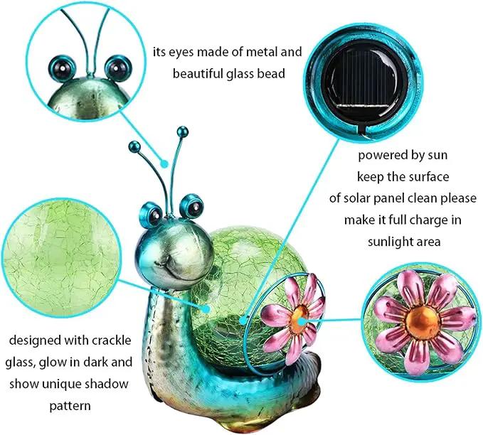 MUMTOP Solar Lantern Outdoor Waterproof LED Solar Lights Snail Decorative Tabletop Lanterns for Patio Garden Table Decor by GreenHaven Gardens