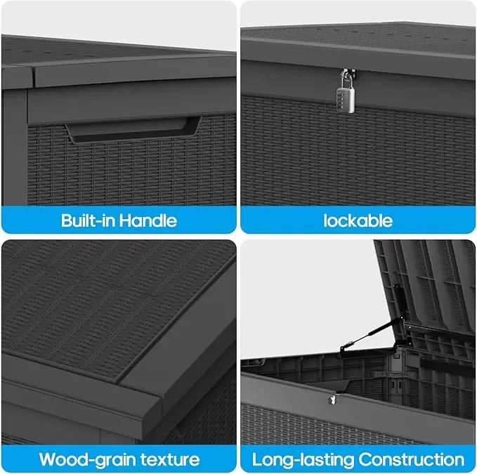 260 Gallon Outdoor Storage Box – Waterproof Deck Box for Garden & Patio,Black by GreenHaven Gardens