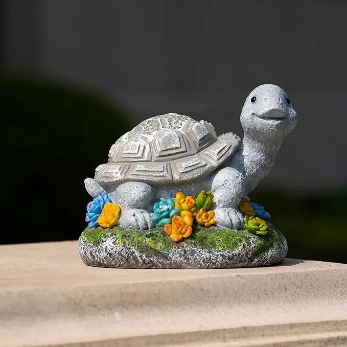 Garden Statue Turtle,Solar Turtles Decor for Outdoor,Resin Tortoise Figurine with Solar Light for Patio,Balcony,Yard,Lawn Ornament,Perfect Garden Gift by GreenHaven Gardens