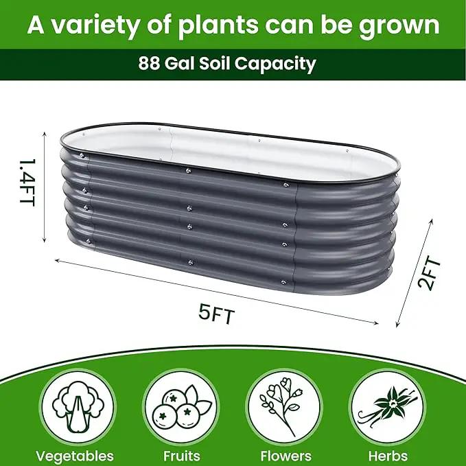 Raised Garden Bed 5x2x1.4 Ft Planter Box for Outdoor - Zinc-Aluminum-Magnesium Stainless Steel Durable Metal Garden Beds Kit for Vegetables, Flowers, Herbs and Succulents, Deep Grey by GreenHaven Gardens