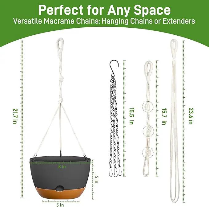 8 Inch Hanging Planters for Indoor & Outdoor Plants (2 Pack) - Self-Watering & Drainage Flower Pots with 2 Kinds of Plant Hangers for Home Decor & Garden (Deep Gray, 8 in) by GreenHaven Gardens
