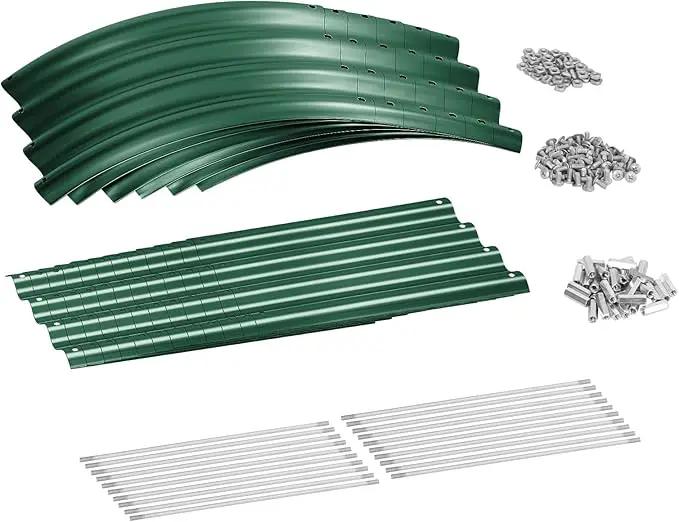 Land Guard 8×2×1ft Galvanized Raised Garden Bed Kit, 108 Gallon Capacity Raised Garden Boxes Outdoor, Oval Metal Raised Garden Beds for Vegetables, Forest Green (with 10 Connecting rods) by GreenHaven Gardens