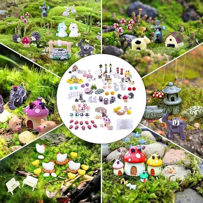 Dracarys Selected 100 Pcs Fairy Garden Accessories, Mini Resin Animals, Miniature Figurines, Micro Landscape Ornaments Kit, Garden DIY Animals, Environmental Resin, Forest Encounters by GreenHaven Gardens
