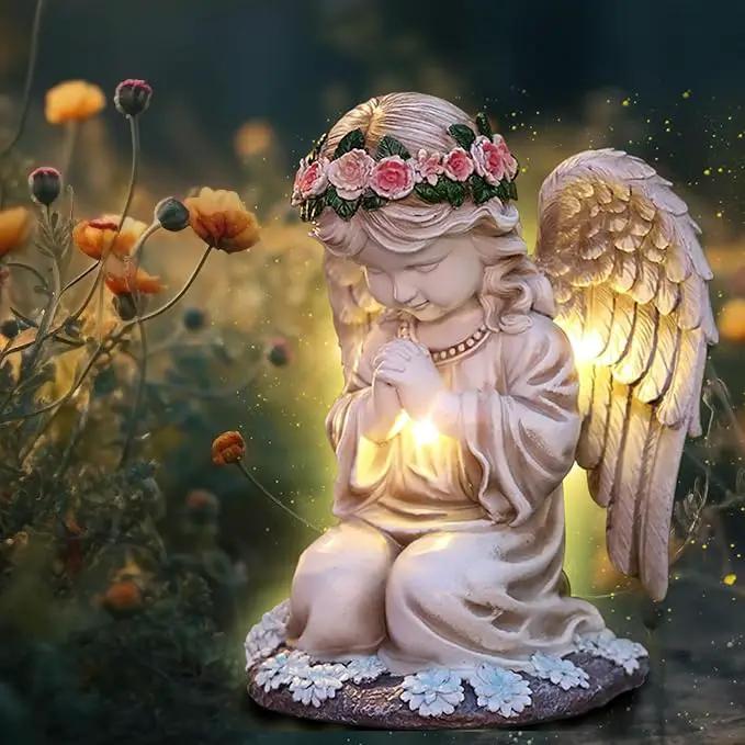 Choies Solar Angel Garden Statue Outdoor Decor,Praying Angel Sculpture for Outside,Home,Patio,Yard,Cemetery,Perfect Birthday or Valentines Day Angel Gifts for Women,Mom by GreenHaven Gardens