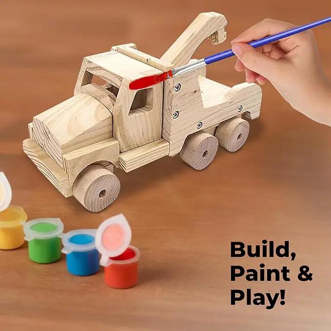 Kraftic Woodworking Building Kit for Kids and Adults, with 3 Educational DIY Carpentry Construction Wood Model Kit Toy Projects for Boys and Girls - Tow Truck, Birdhouse and Dump Truck by GreenHaven Gardens
