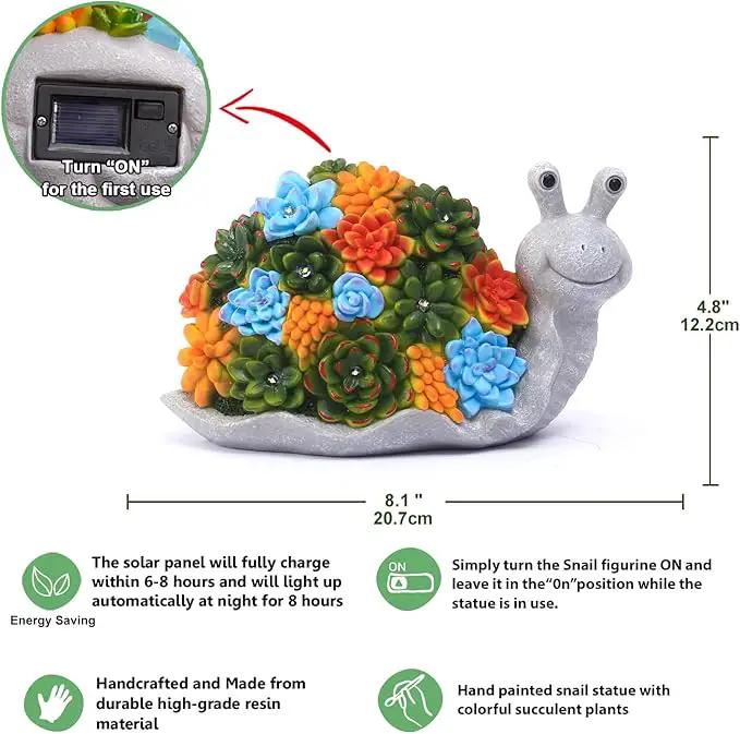 Nacome Snail Statues with Succulent for Garden Decor: Solar Outdoor Clearance Outside Yard Art Porch Patio Balcony Front Lawn Ornaments –Birthday Gifts for Mom Grandma Women by GreenHaven Gardens