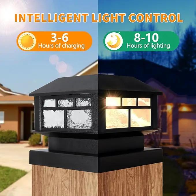 Solar Lights Outdoor, 20LM Fence Lights, Waterproof, 2 Light Modes, Fit 3.5x3.5in & 4x4in Wooden Posts, Solar Power Deck Lights for Garden Deck Patio Decoration (Black 8Pack) by GreenHaven Gardens