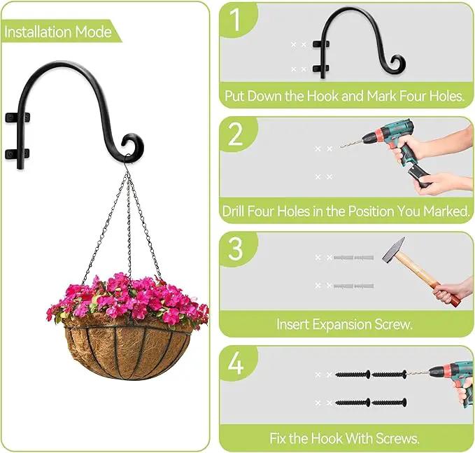 AJART Hanging Plant Hanger Outdoor: Bird Feeder Hangers for Outside - 8 inch Plant Hooks for Hanging Flower Baskets 2 Pieces by GreenHaven Gardens
